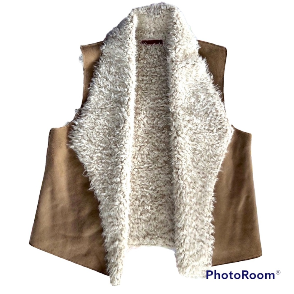 Sherpa Vest Velvet By Graham and Spencer Tan Faux suede